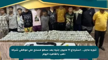 تنويه عاجل.. استرجاع 11 مليون جنيه بعد سطو مسلح على موظفي شركة ذهب بالقاهرة اليوم